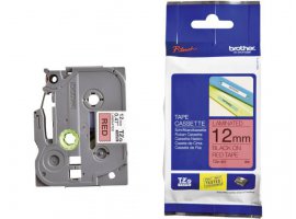 Ribon BROTHER 12mm, crna na crvenoj, TZE431