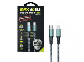 Kabel MAXMOBILE USB-C(m) 3.1 na USB-C(m) 3.1, 1.2m, Kevlar, 100W PD, sivi
