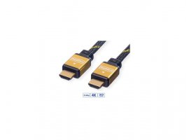 Video kabel HDMI(m) na HDMI(m) ROLINE Gold, 15 m, crno/zlatni