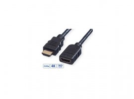 Video kabel ROLINE VALUE HDMI (ž) na HDMI(m), 1.5m, produžni, High Speed, s mrežom, crni