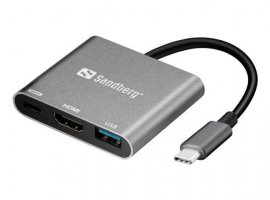 Docking stanica SANDBERG Mini Dock, USB-C na 1x HDMI, 1x USB3.0, 1x USB-C