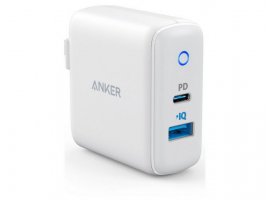 Zidni punjač ANKER PowerPort PD+2, 20W, 1&times;Type-C, 1&times;USB-A, Power IQ, bijeli