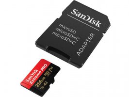 Memorijska kartica microSDXC 256 GB SANDISK Extreme Pro, Class10 A2 UHS-I U3 V30, 200 MB/s + SD adapter (SDSQXCD-256G-GN6MA)