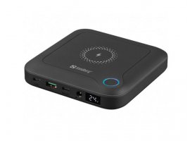 Prijenosna baterija SANDBERG All-in1 Laptop Powerbank 24000, 24000mAh, za laptop, bežični punjač, DC, USB-C, USB-A