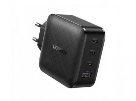 Zidni punjač UGREEN 70774, 65W, USB-A, 3xUSB-C, GaN fast charge, sivi