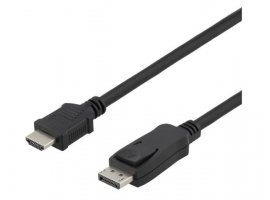 Video kabel DELTACO DisplayPort DP (m) na HDMI (m), 1m, Ultra HD (4K), kutija, crni