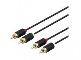 Audio kabel DELTACO 2xRCA (m) na 2xRCA (m), 1m, pozlaćeni, kutija, crni
