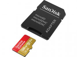 Memorijska kartica microSDXC 128 GB SANDISK Extreme for Action Cameras and Drones, Class10 A2 UHS-I U3 V30, 190 MB/s + SD adapter (SDSQXAA-128G-GN6AA)