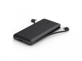 Prijenosna baterija BELKIN BoostCharge Plus, 10000mAh, USB-C, integrirani kabeli, crna