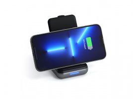 Prijenosna baterija SATECHI Duo Wireless Charger Power Bank Stand, 10000mAh, za iPhone i Airpods, siva