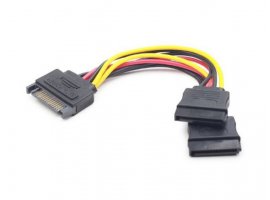 Naponski kabel GEMBIRD SATA, produžni naponski kabel, SATA (m) na 2xSATA (ž), 0.15m