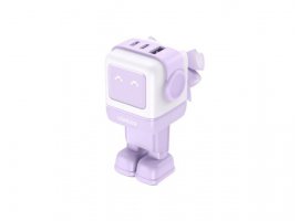 Stolni punjač UGREEN Nexode Robot, GaN 65W, 1xUSB-A, 2XUSB-C, ljubičasti 
