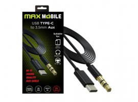 Audio kabel MAXMOBILE, USB-C (m) na 3.5mm (m), 1m, crni