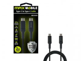 Kabel MAXMOBILE UDC3028 USB-C(m) na USB-C(m), 2m, Quick Charge, Kevlar, crni