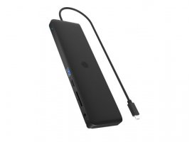 USB-C HUB ICY BOX IB-DK2116-C, USB-C 3.2 na 1x DisplayPort 1.4, 2x HDMI 2.0, 1x USB-C PD 100 W, 2x USB-A 3.2, 2x USB-A 2.0, 1x SD/microSD, 1x 3.5 mm, 1x RJ45 Gigabit, 0.5 m, crni