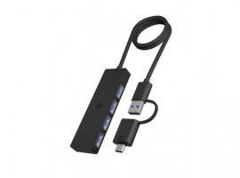 USB HUB ICY BOX IB-HUB1424-C3, USB-A ili USB-C 3.2 na 4x USB-A 3.2, do 5 Gbit/s, crni