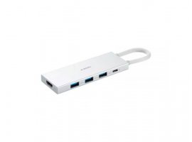 USB-C HUB XIAOMI 5-in-1, 3xUSB-A, 1xHDMI, 1xUSB-C, srebrni 